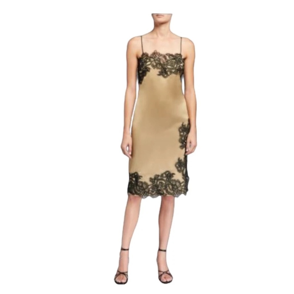 JAYGODFREY Gold and Black Lace Midi Dress